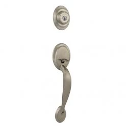 Weiser Kingsway Satin Nickel SmartKey Handleset with Yukon Entry Knob