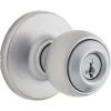 Weiser Yukon Keyed Entry Knobs - Satin Chrome - Adjustable Latch - 1 3/8-in to 1 3/4-in T Door