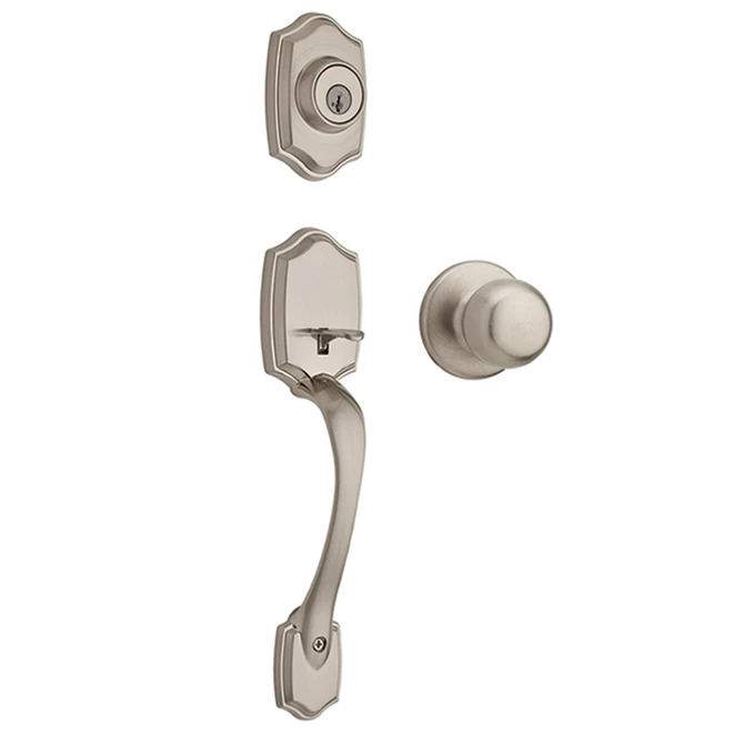 Weiser Brentwood Entrance Gripset with Fairfax Knob - Satin Nickel 3 Weiser Brentwood Entrance Gripset with Fairfax Knob - Satin Nickel