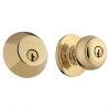 Weiser Yukon SmartKey Entry Door Knob with Deadbolt - Polished Brass - Adjustable Latch - 1 3/8-in to 1 3/4-in T Door