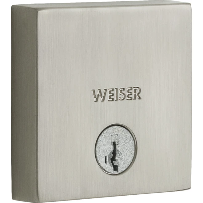 Weiser Single-Cylinder Deadbolt - Downtown - Square - Satin Nickel 4 Weiser Single-Cylinder Deadbolt - Downtown - Square - Satin Nickel - Image 2