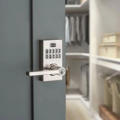 Weiser SmartCode Electronic Residential Keyed Entry Lever - Satin Nickel - SmartKey Security- Reversible Handing -Deals WEISER Store 09656081b L