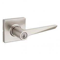 Weiser Keyed Lever - Tristan - Square Rosette - Satin Nickel