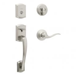 Weiser Prescott Entrance Handle Set - 4-Pieces - Satin Nickel