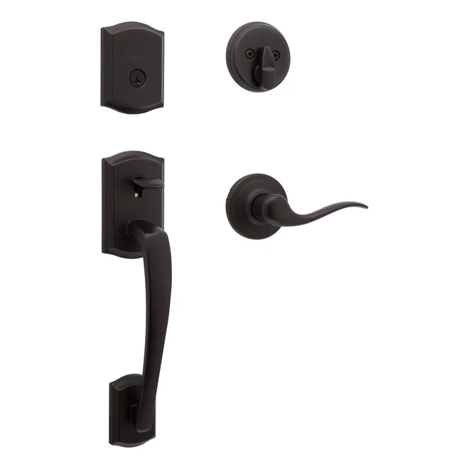 Weiser Prescott Entrance Handle Set - 4-Pieces - Matte Black 3 Weiser Prescott Entrance Handle Set - 4-Pieces - Matte Black