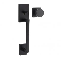 Weiser San Clemente Matte Black Entry Handleset with SmartKey and Cambie Knob