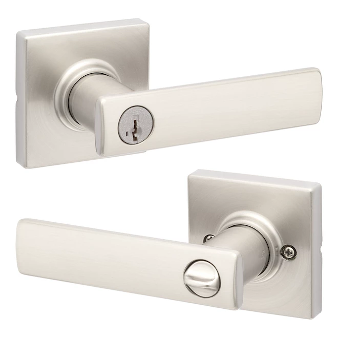 Weiser Breton Satin Nickel SmartKey Entry Lever Handle 3 Weiser Breton Satin Nickel SmartKey Entry Lever Handle