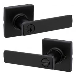 Weiser Elements Breton Matte Black Entry Lever with SmartKey